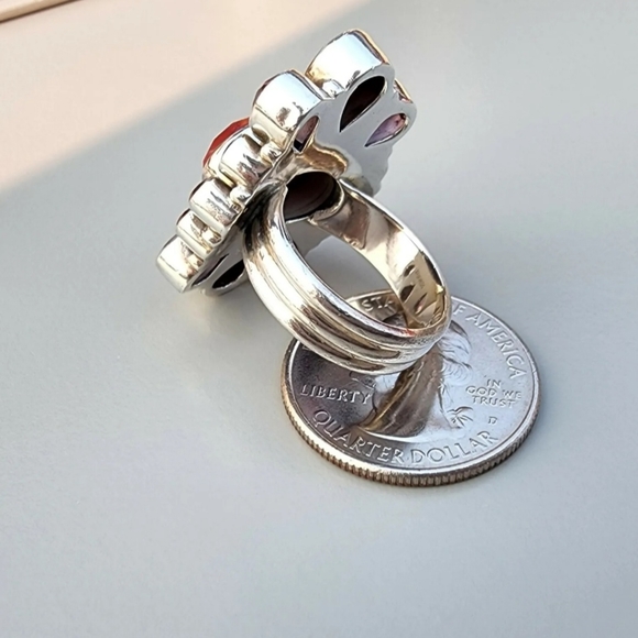 Nicky Butler Ruby Garnet & Amethyst 925 Sterling Silver Designer NB Ring Size 8 - Picture 7 of 7